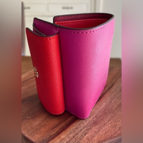 Tory Burch Red and Pink Trifold Wallet - Picture 4 of 8